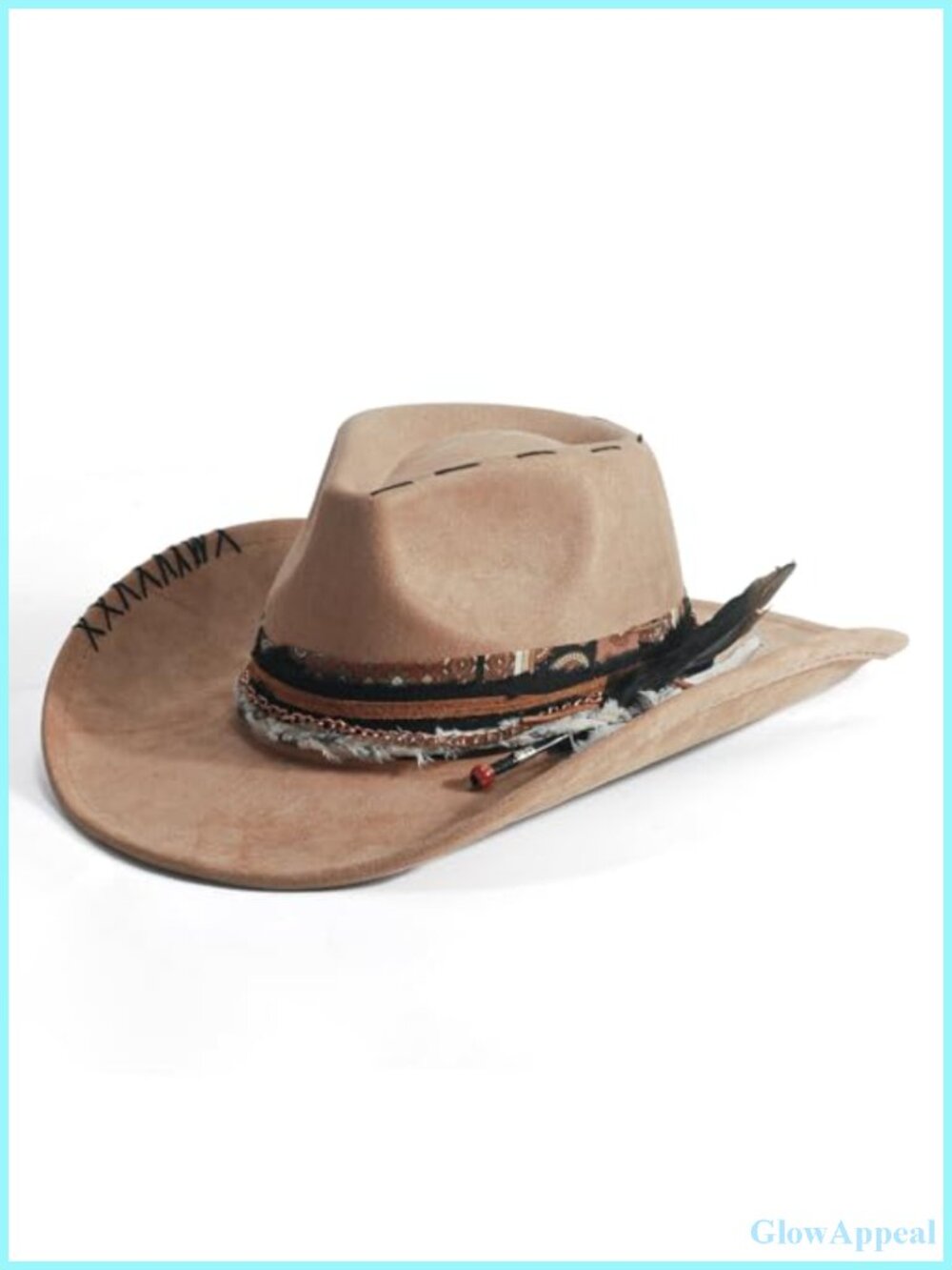 Cowboy Hat Unisex Western Felt Style Roll Up Brim Wide Brim Handmade